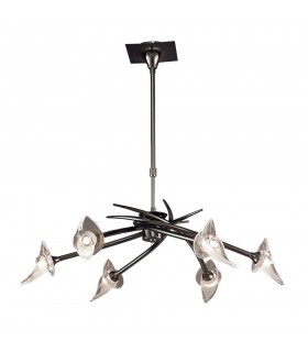 Telescopic Ceiling Pendant Semi Flush Convertible Round 6 Light G9, Black Chrome - 1
