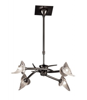 Telescopic Ceiling Pendant Semi Flush Convertible Round 4 Light G9, Black Chrome - 1