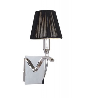 Wall Lamp Switched 1 Light E14, Polished Chrome with Black Shade And Black Crystal - 1