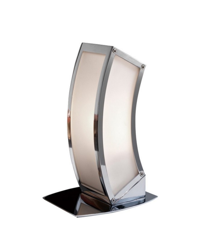E27 Table Lamp 1 Light E27, Polished Chrome, White Acrylic - 1