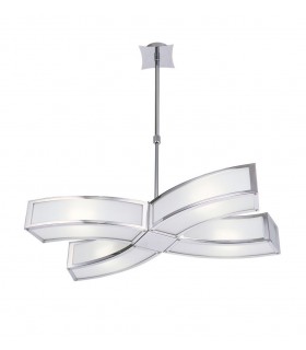 E27 Ceiling Pendant 4 Light E27, Polished Chrome, White Acrylic - 1