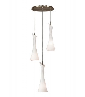 Ceiling Cluster Pendant 3 Light E27 Round, Satin Nickel - 1