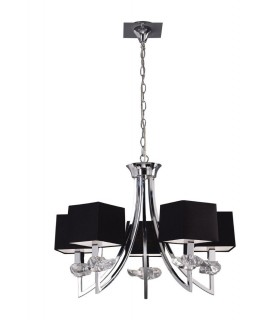Ceiling Pendant 5 Light E14, Polished Chrome with Black Shades - 1