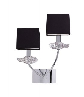 Wall Lamp Switched 2 Light E14, Polished Chrome with Black Shades - 1