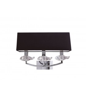 Wall Lamp Switched 3 Light E14, Polished Chrome with Black Shade - 1