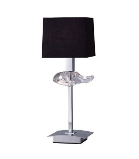 Table Lamp 1 Light E14, Polished Chrome with Black Shade - 1