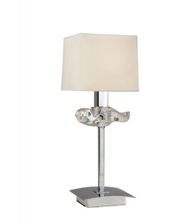 Table Lamp 1 Light E14, Polished Chrome with Cream Shade - 1