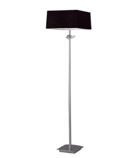 Floor Lamp 3 Light E27, Polished Chrome with Black Shade - 1