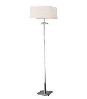 Floor Lamp 3 Light E27, Polished Chrome with Cream Shade - 1