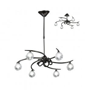 Telescopic Semi Flush Convertible 6 Light G9, Black Chrome - 1
