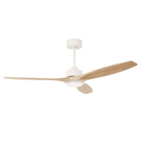 Stem 133cm Ceiling Fan White With Light Wood Blades Sandblasted LED 20.2W CCT 3000-4000-5000K On-Off