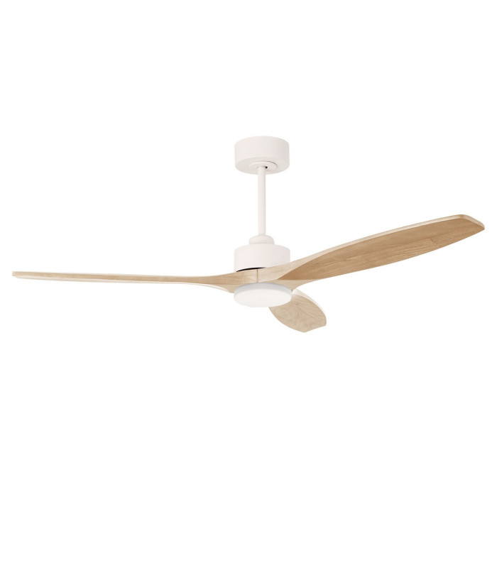 Stem 133cm Ceiling Fan White With Light Wood Blades Sandblasted LED 20.2W CCT 3000-4000-5000K On-Off