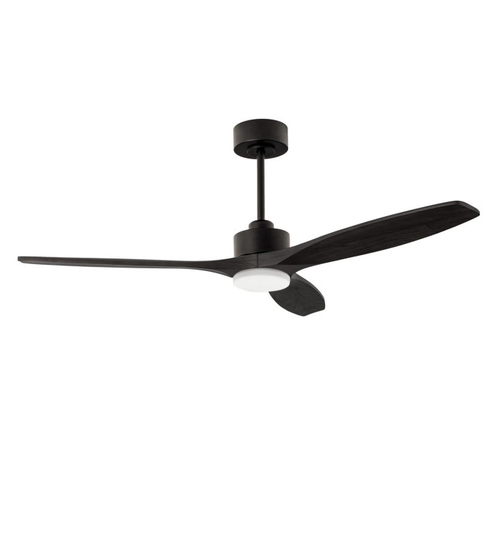 Stem 133cm Ceiling Fan Black With Black Blades Sandblasted LED 20.2W CCT 3000-4000-5000K On-Off