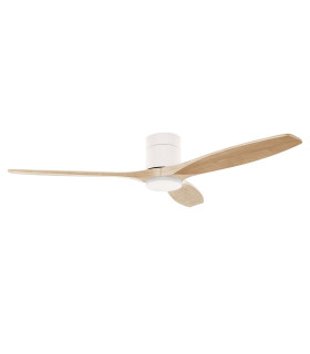 Stem 132cm Ceiling Fan White With Light Wood Blades Sandblasted LED 20.2W CCT 3000-4000-5000K On-Off