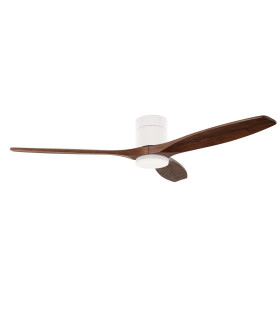 Stem 132cm Ceiling Fan White With Dark Wood Blades Sandblasted LED 20.2W CCT 3000-4000-5000K On-Off