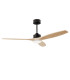Stem 133cm Ceiling Fan Black With Light Wood Blades Sandblasted LED 20.2W CCT 3000-4000-5000K On-Off