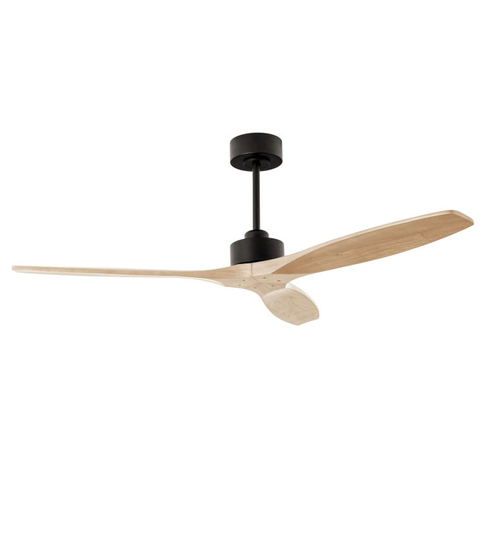 Stem 133cm Ceiling Fan Black With Light Wood Blades