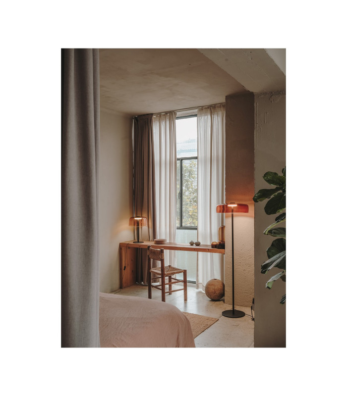 Levels Single Dome 42cm LED Integrated Floor Lamp Black Amber 17W CCT 2700-3000-4000K Push-2