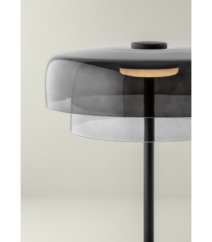 Levels Twin Dome 42cm LED Integrated Floor Lamp Black Fumé 17W CCT 2700-3000-4000K Push-3