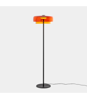 Levels Twin Dome 42cm LED Integrated Floor Lamp Black Amber 17W CCT 2700-3000-4000K Push-1