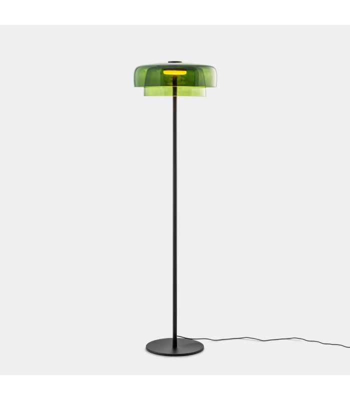 Levels Twin Dome 42cm LED Integrated Floor Lamp Black Green 17W CCT 2700-3000-4000K Push-1