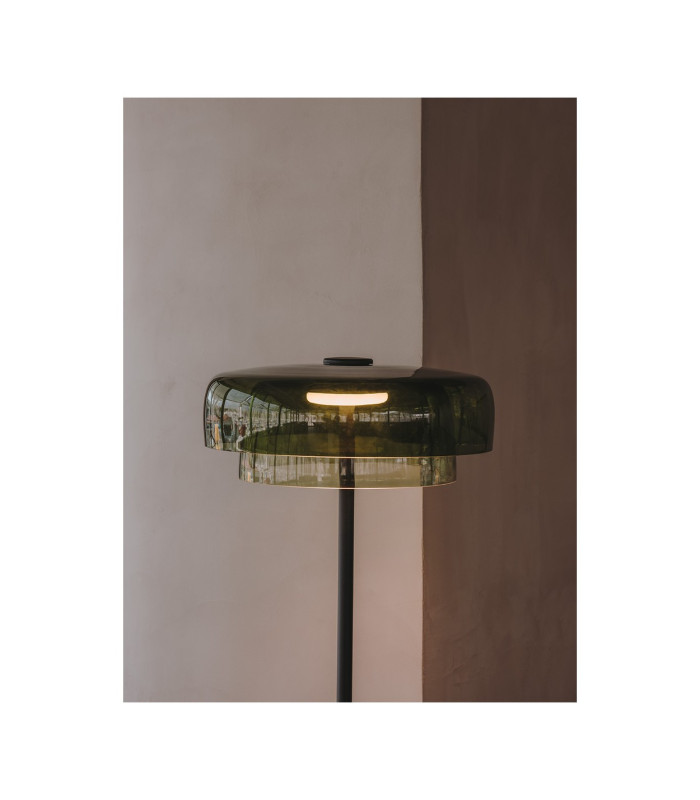Levels Twin Dome 42cm LED Integrated Floor Lamp Black Green 17W CCT 2700-3000-4000K Push-2