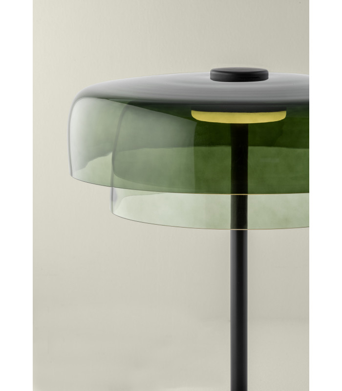 Levels Twin Dome 42cm LED Integrated Floor Lamp Black Green 17W CCT 2700-3000-4000K Push-3