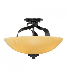3 Light Large Semi Flush Mount Ceiling Light Imperial Bronze, E27 - 1