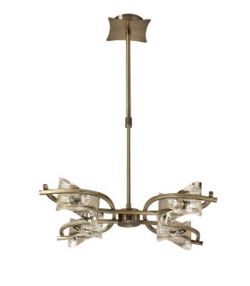 Telescopic Semi Flush Convertible 4 Light G9, Antique Brass - 1