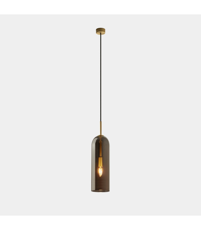 Glam Slim Pendant Ceiling Light 38.5cm Matte Gold Fumé E14 9W-1