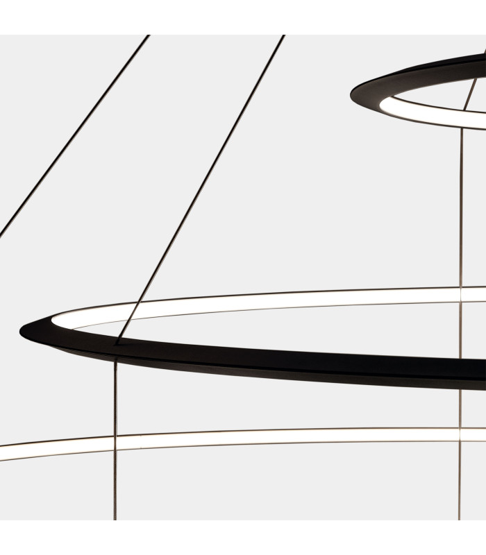Circular Inward 5 Rings 207cm Integrated LED Pendant Ceiling Light Black 340W 2700K Dali Dimmming-3