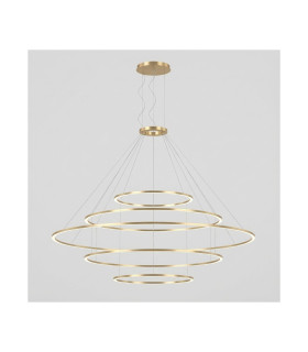 Circular Inward 5 Rings 207cm Integrated LED Pendant Ceiling Light Gold 340W 2700K Dali Dimmming