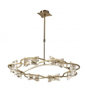 Telescopic Semi Flush 8 Light G9 Round, Antique Brass - 1