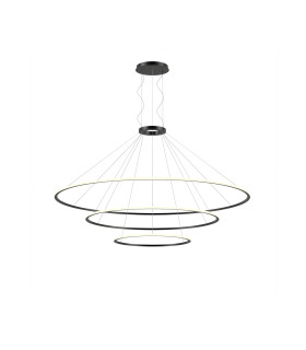 Circular Inward 3 Rings 303cm Integrated LED Pendant Ceiling Light Black 381W 2700K Dali Dimmming-1