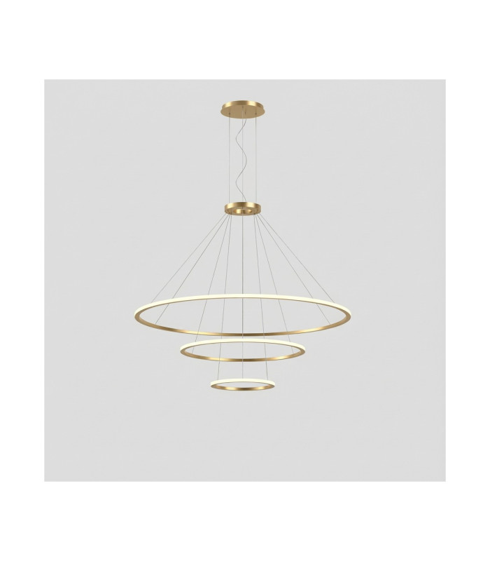 Circular Inward 3 Rings 207cm Integrated LED Pendant Ceiling Light Gold 234W 2700K Dali Dimming