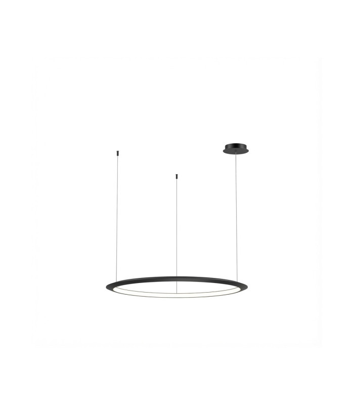 Circular Inward Recessed 92cm Integrated LED Pendant Ceiling Light Black 53W 2700K Dali Dimmming