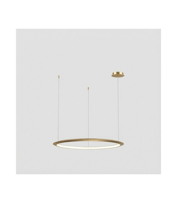 Circular Inward Recessed 92cm Integrated LED Pendant Ceiling Light Gold 53W 4000K 0-10V Dimming