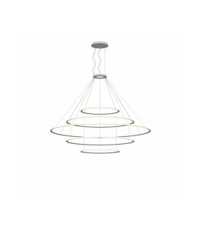 Circular Outward 5 Rings 300cm Integrated LED Pendant Ceiling Light Black 575W 4000K Dali Dimmming-1