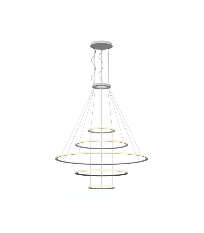 Circular Outward 5 Rings 204cm Integrated LED Pendant Ceiling Light White 340W 2700K Dali Dimmming-1