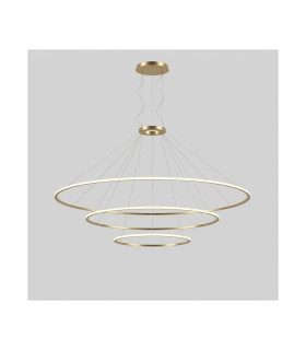 Circular Outward 3 Rings 300cm Integrated LED Pendant Ceiling Light Gold 381W 2700K Dali Dimmming