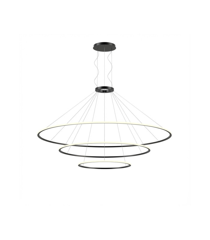 Circular Outward 3 Rings 300cm Integrated LED Pendant Ceiling Light Black 381W 4000K Dali Dimmming-1