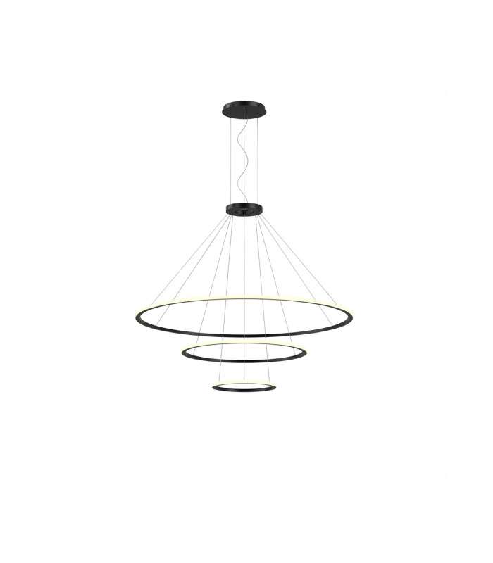 Circular Outward 3 Rings 204cm Integrated LED Pendant Ceiling Light Black 234W 2700K Dali Dimming-1