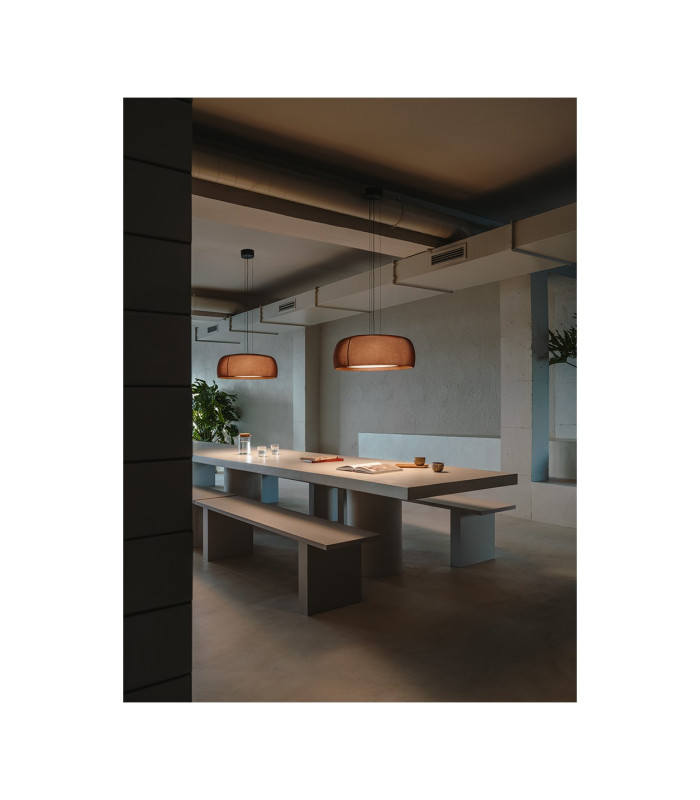 Gong 61cm Cylindrical Pendant Ceiling Light Brown Matt Microprisma Matt LED 27.4W 2700K Phase Cut Dimming-2