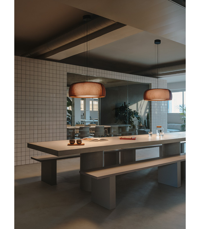 Gong 61cm Cylindrical Pendant Ceiling Light Brown Matt Microprisma Matt LED 27.4W 2700K Phase Cut Dimming-3