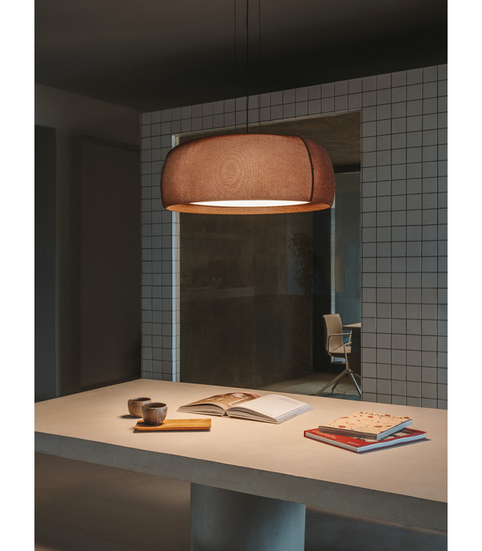 Gong 61cm Cylindrical Pendant Ceiling Light Brown Matt Microprisma Matt LED 27.4W 2700K Phase Cut Dimming-4