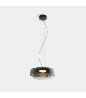 Levels Twin Dome 42cm Dome Pendant Ceiling Light Black Fumé LED 19W CCT 2700-3000-4000K Phase Cut Dimming-1