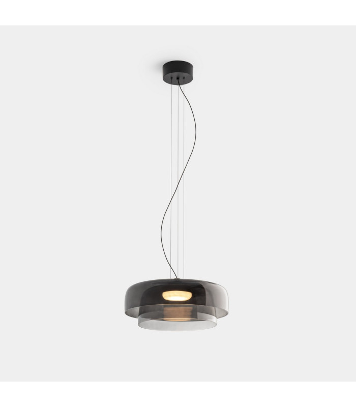 Levels Twin Dome 42cm Dome Pendant Ceiling Light Black Fumé LED 19W CCT 2700-3000-4000K Phase Cut Dimming-1