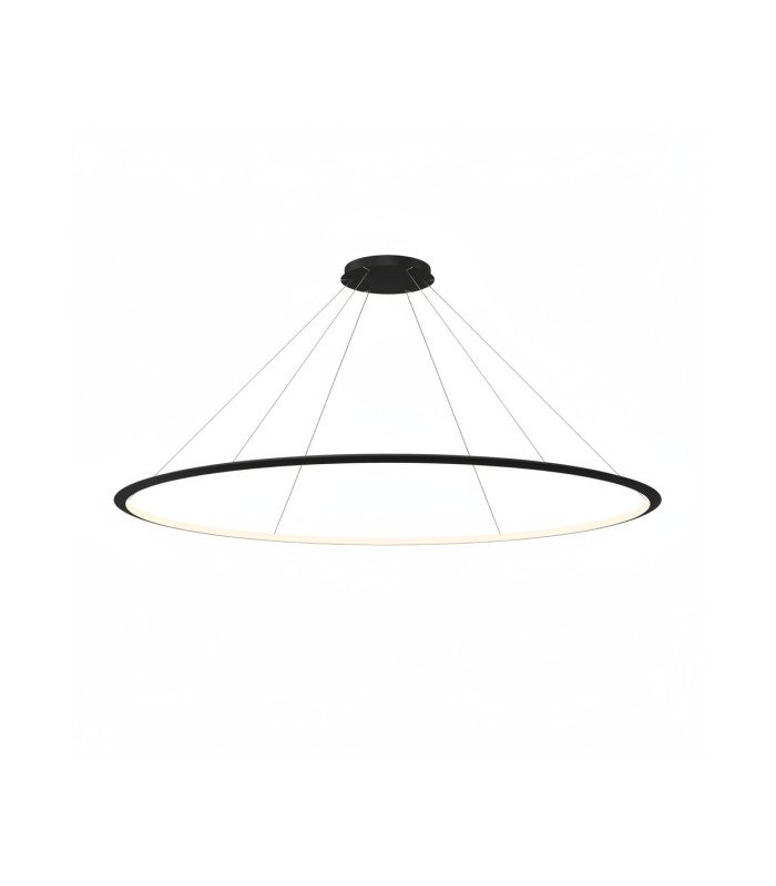 Circular Inward Surface 200cm Integrated LED Pendant Ceiling Light Black 129W 3000K 0-10V Dimming-1