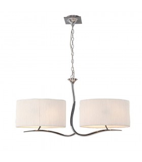 Ceiling Pendant 2 Arm 4 Light E27, Polished Chrome with White Oval Shades - 1