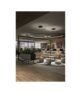 Circular Inward Surface 200cm Integrated LED Pendant Ceiling Light Black 129W 3000K 0-10V Dimming-2